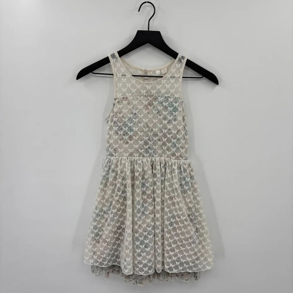 Disney Cinderella Dress Kids 7/8 White Butterfly Mesh Floral Party Fairycore